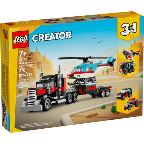 LEGO Creator 3 in 1 Flatbed Truck with Helicopter Toy
