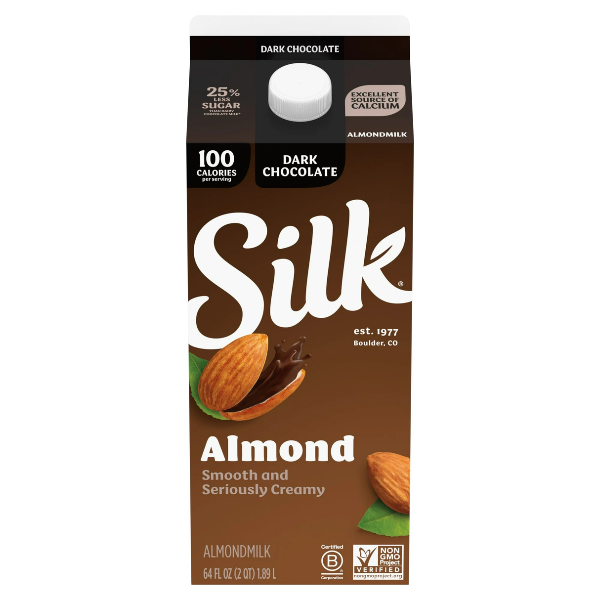 Silk Dairy Free, Gluten Free, Original Almond Milk, 64 fl oz Half Gallon
