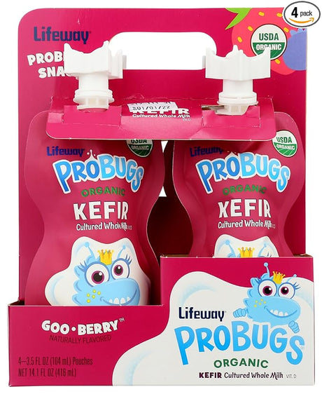 Lifeway Probugs Organic Kefir, 3.5 Ounce, 4-Pack
