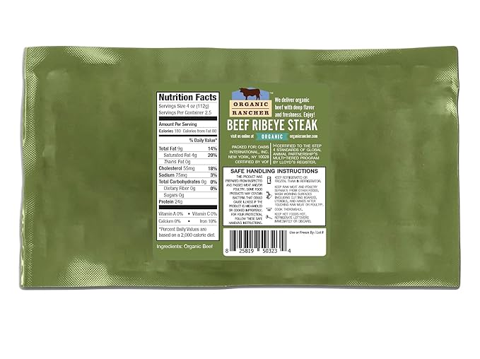 Organic Rancher Grass Fed Boneless Beef Ribeye Steak, 10 oz