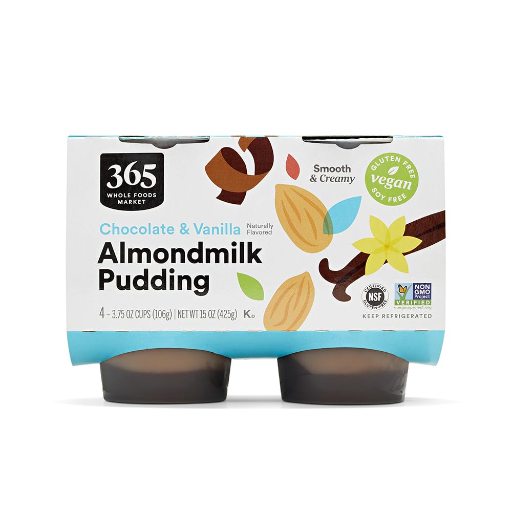 365 Almondmilk Pudding, Chocolate & Vanilla 4 x 3.75oz cups