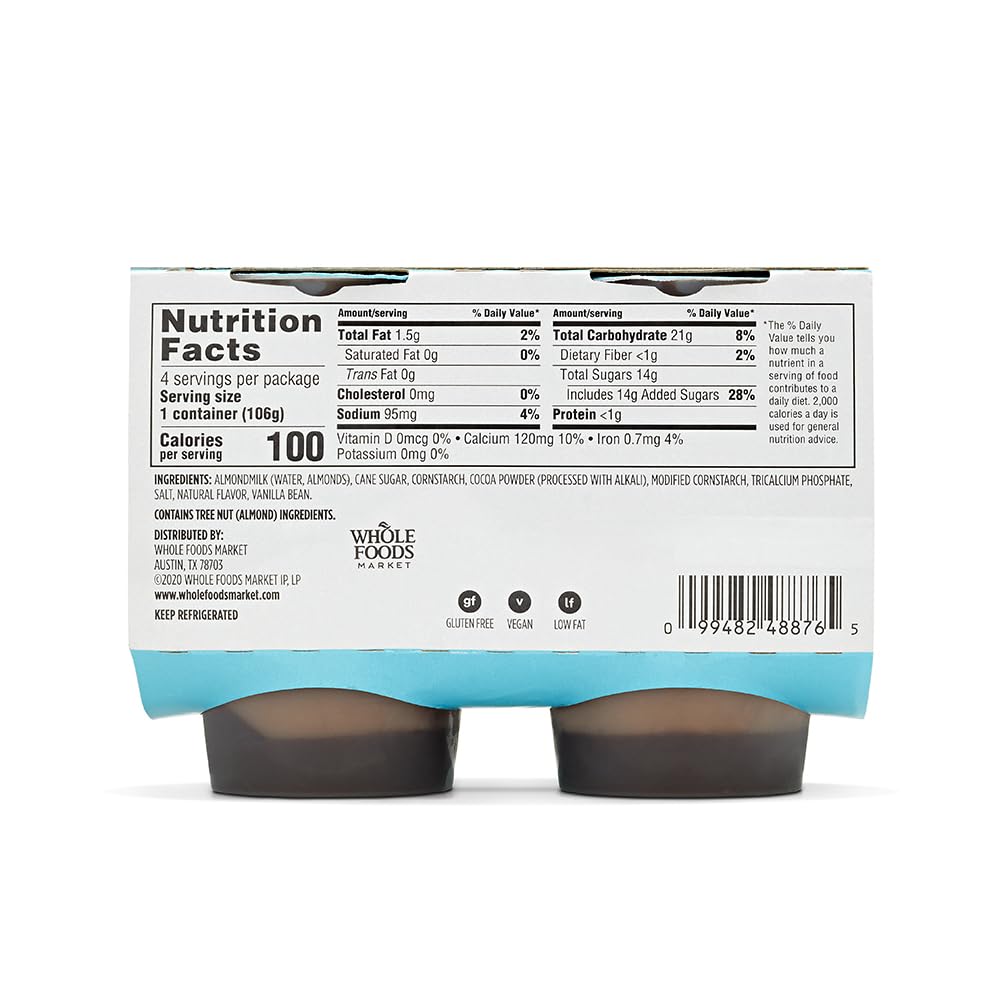 365 Almondmilk Pudding, Chocolate & Vanilla 4 x 3.75oz cups