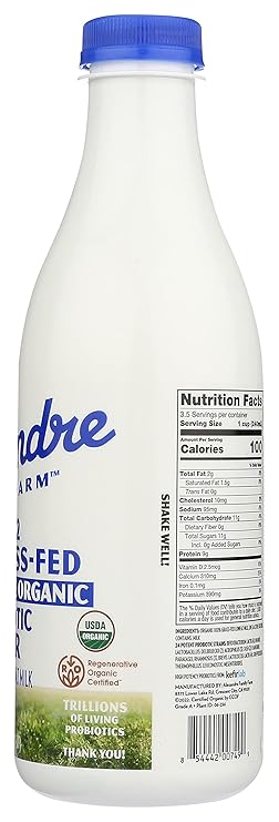 ALEXANDRE FAMILY FARMS Organic Plain A2 Low Fat Kefir, 28 FZ