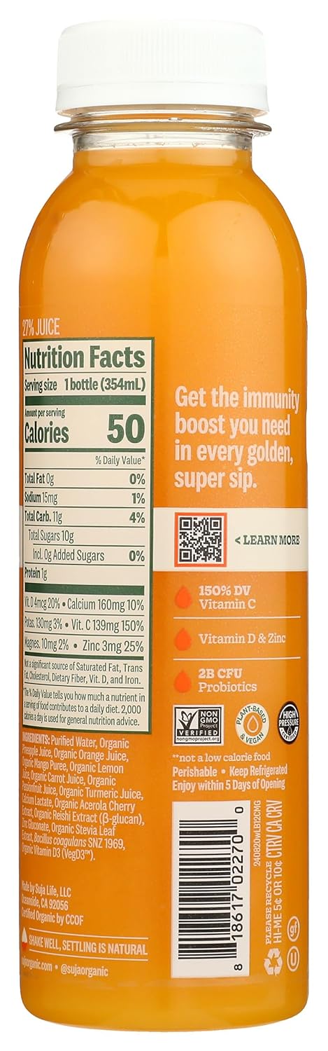SUJA Organic Carrot Mango Immunity Juice, 12 FZ