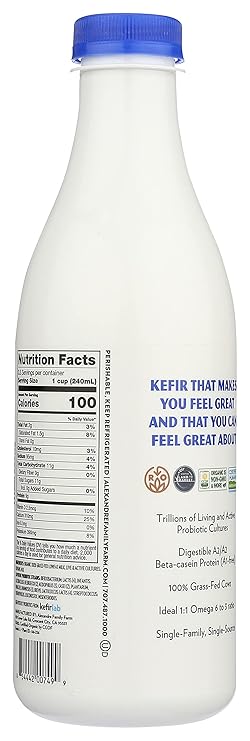 ALEXANDRE FAMILY FARMS Organic Plain A2 Low Fat Kefir, 28 FZ