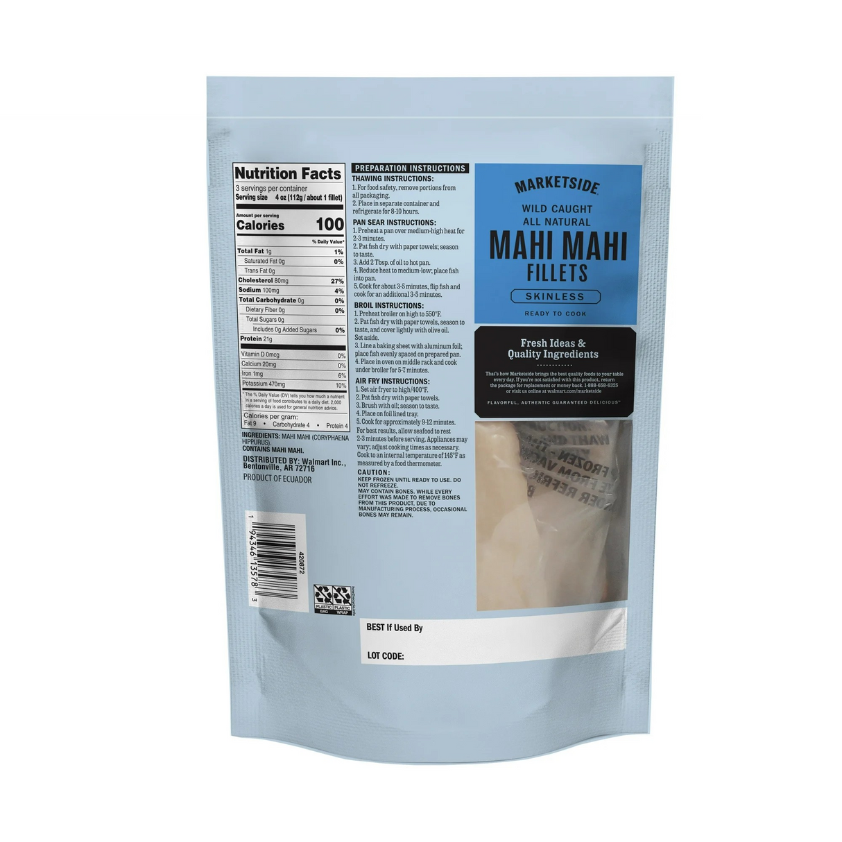 Marketside Frozen Wild Caught Mahi-Mahi Fillets, 12 oz