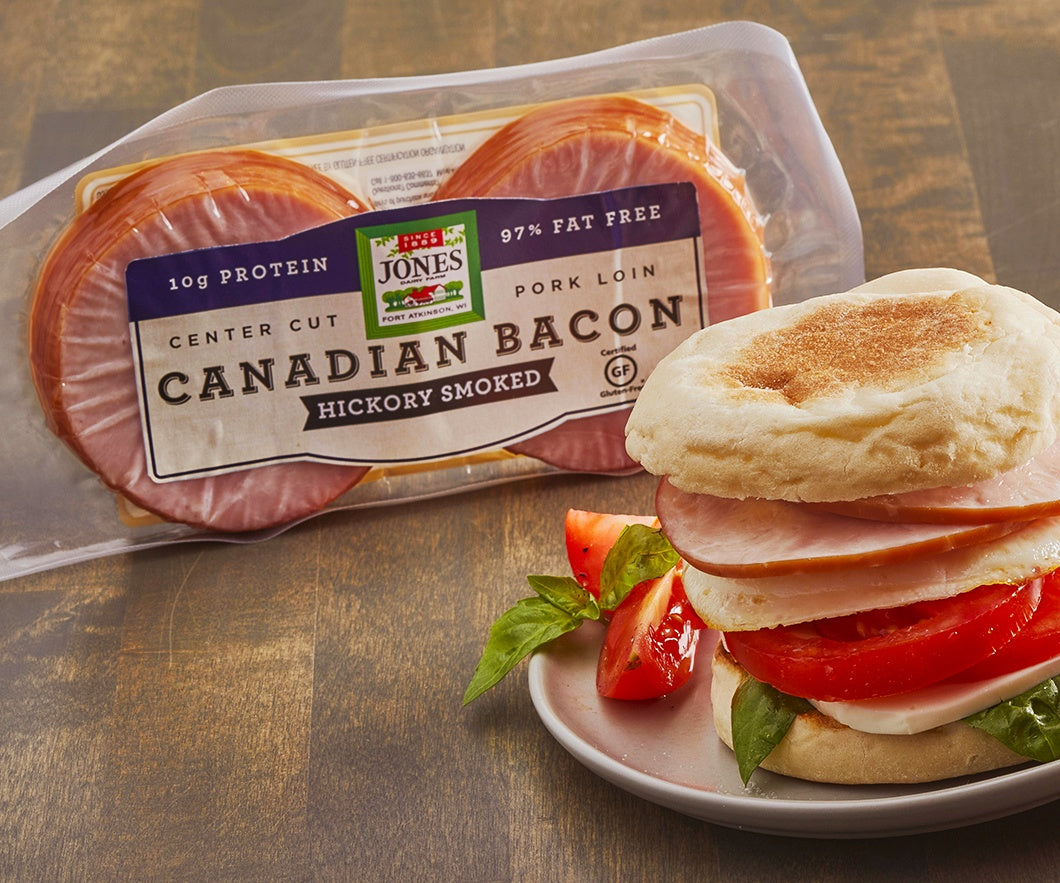 Jones Dairy Farm Hickory Smoked Canadian Pork Loin Bacon, 6 oz