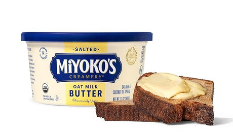 MIYOKO'S CREAMERY Organic Oat Milk Butter, Spreadable, Hint of Sea Salt, 12 Oz Tub, (1-Pack)