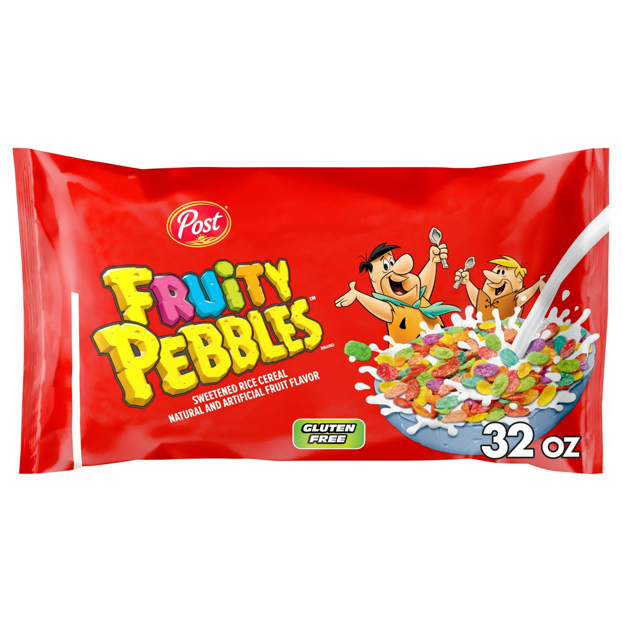 Post Fruity PEBBLES Cereal, Fruity Kids Cereal, Gluten Free, Crunchy 32 oz Bag