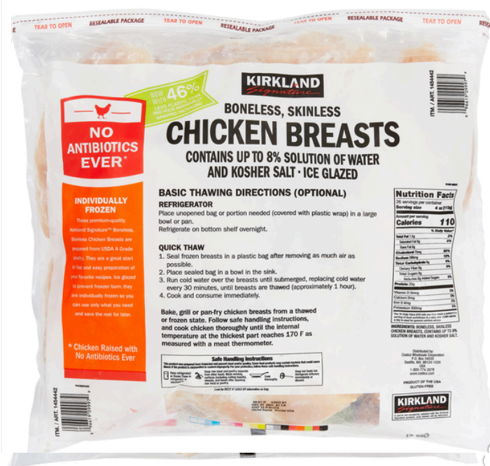 Kirkland Signature Chicken Breasts, Boneless Skinless, 6.5 lbs