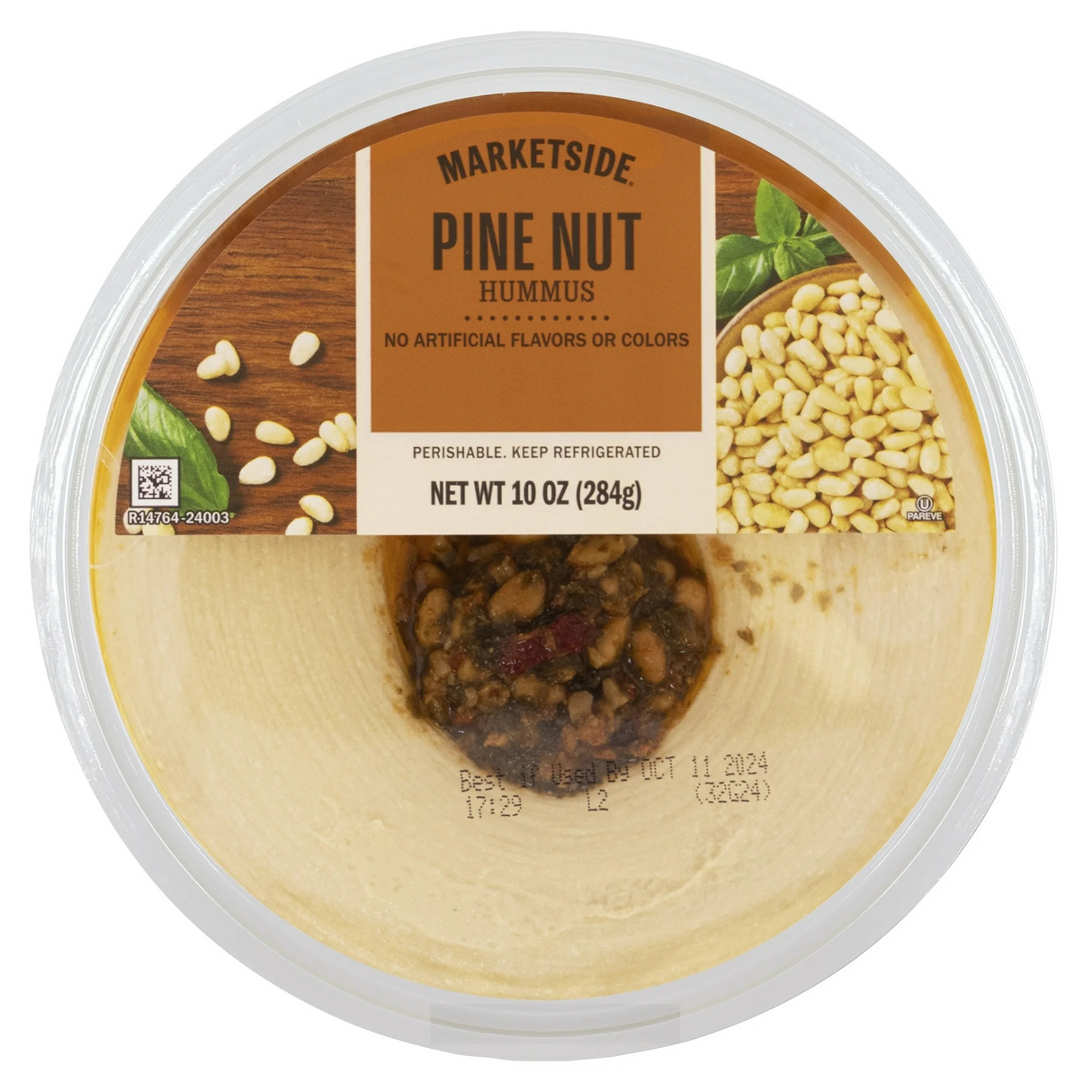 Marketside Gluten-Free Hummus 10 oz, Ready to Eat, Resealable Cup, 2 Tbsp. (28g) Servings