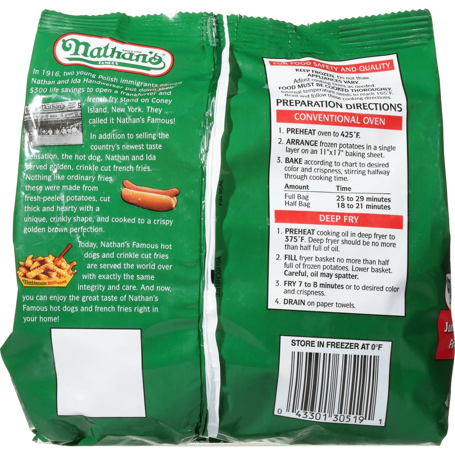 Nathan's Famous Jumbo Crinkle Cut French Fries 28 oz