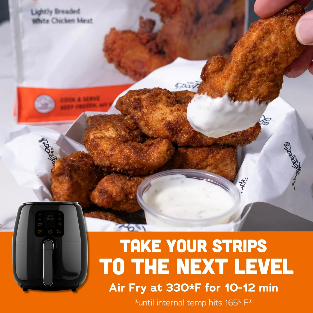 Realgood Foods Co. Lightly Breaded Chicken Breast Strips, Gluten-Free, 20 oz Regular Bag (Frozen)