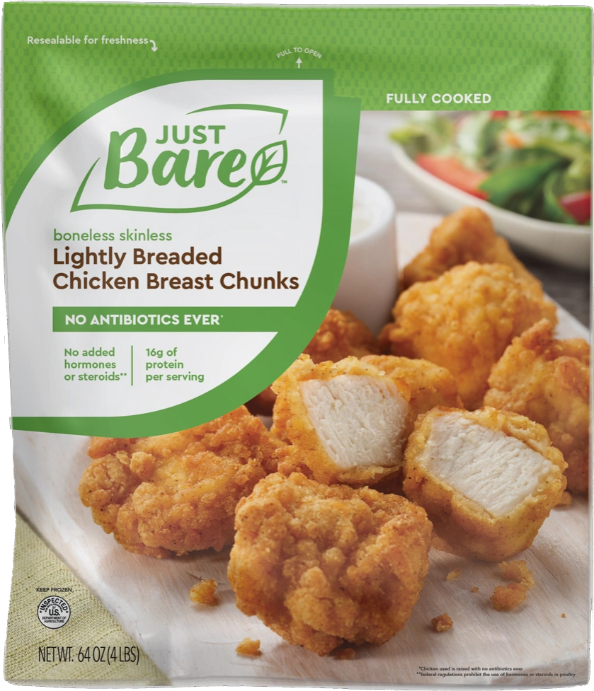 Just Bare Lightly Breaded Chicken Breast Chunks, 4 lbs