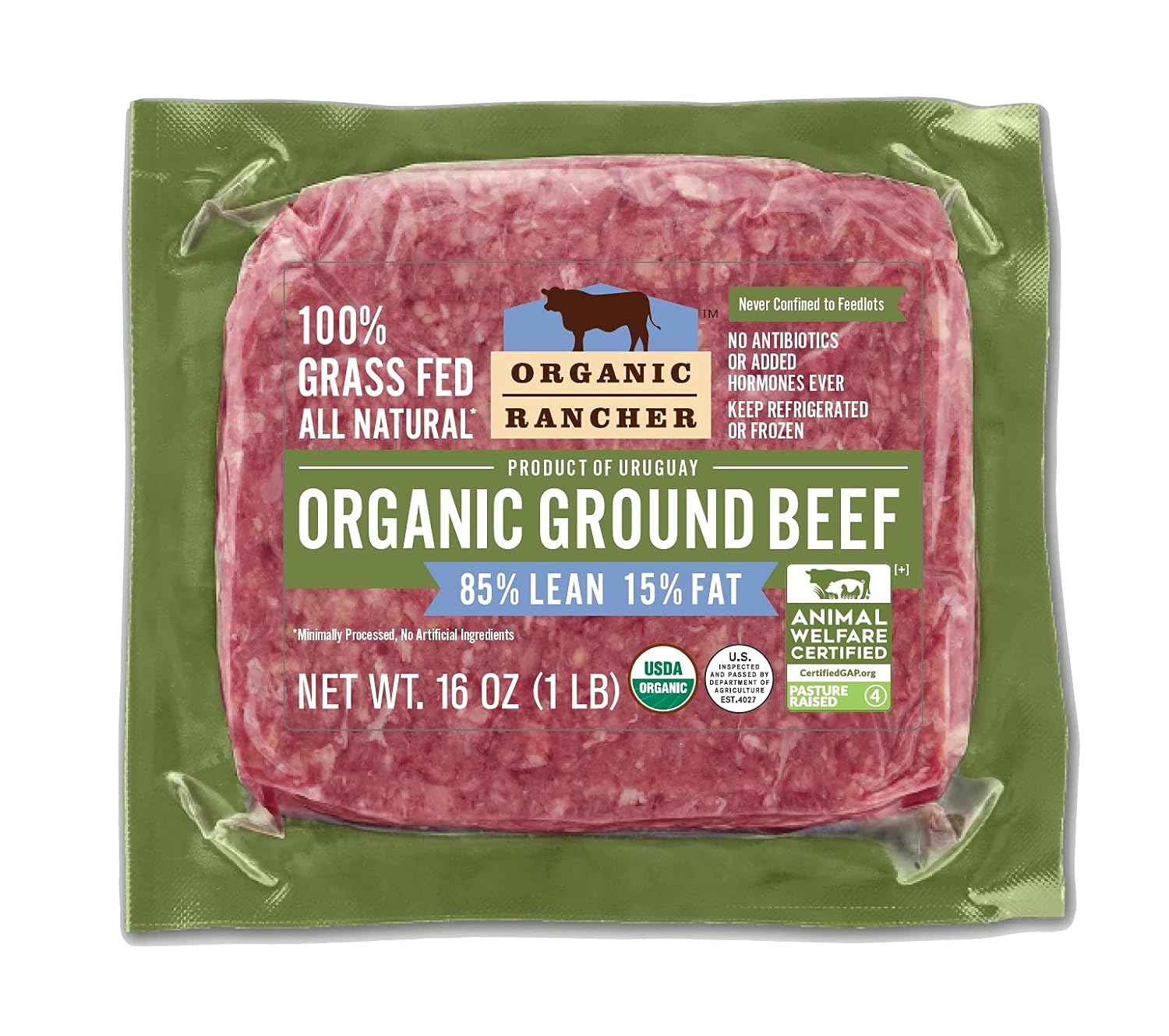 Organic Rancher Grass Fed Ground Beef 85% Lean/15% Fat - 16 oz