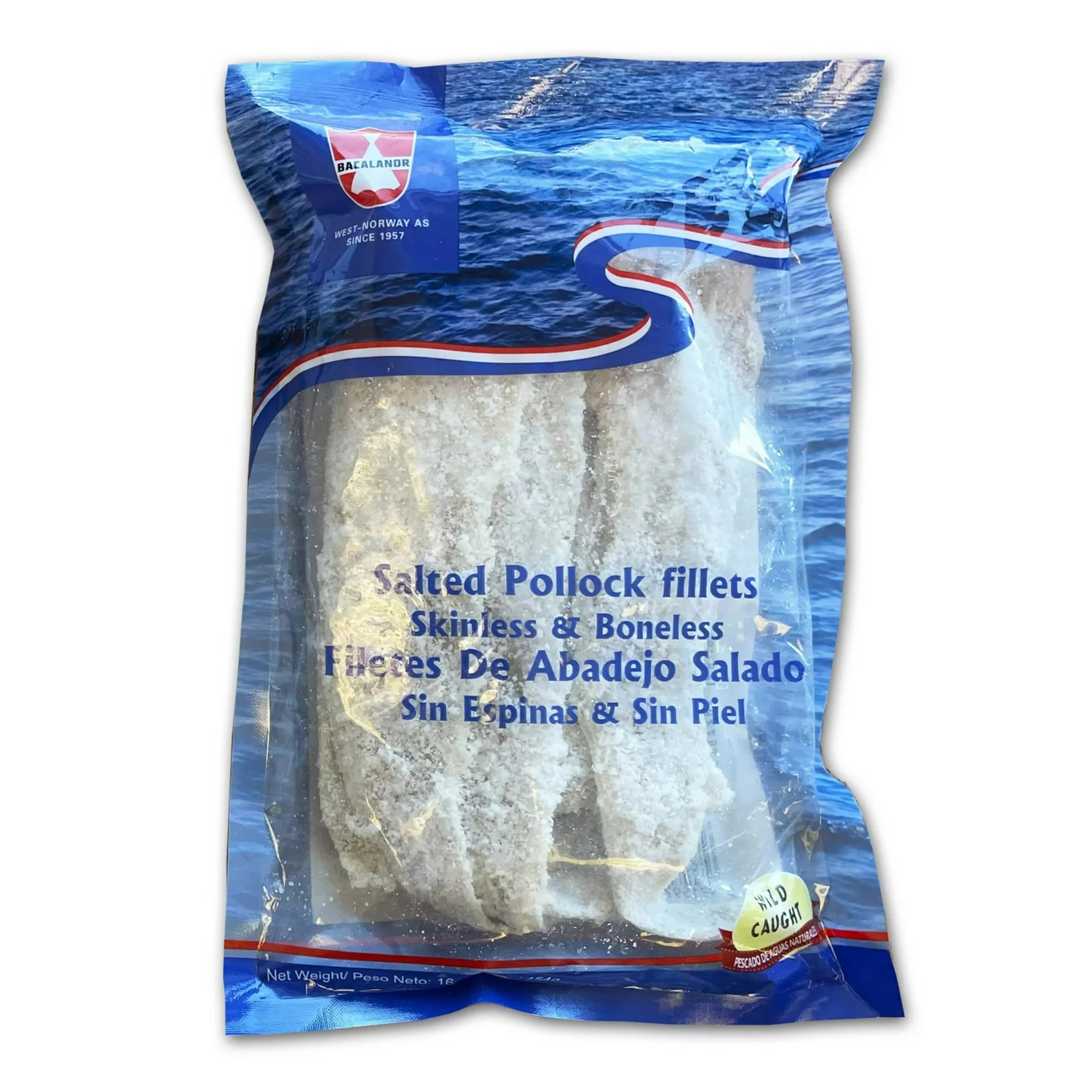 Bacalanor Salted Boned Pollock Fillets, 1 lb Wild Caught
