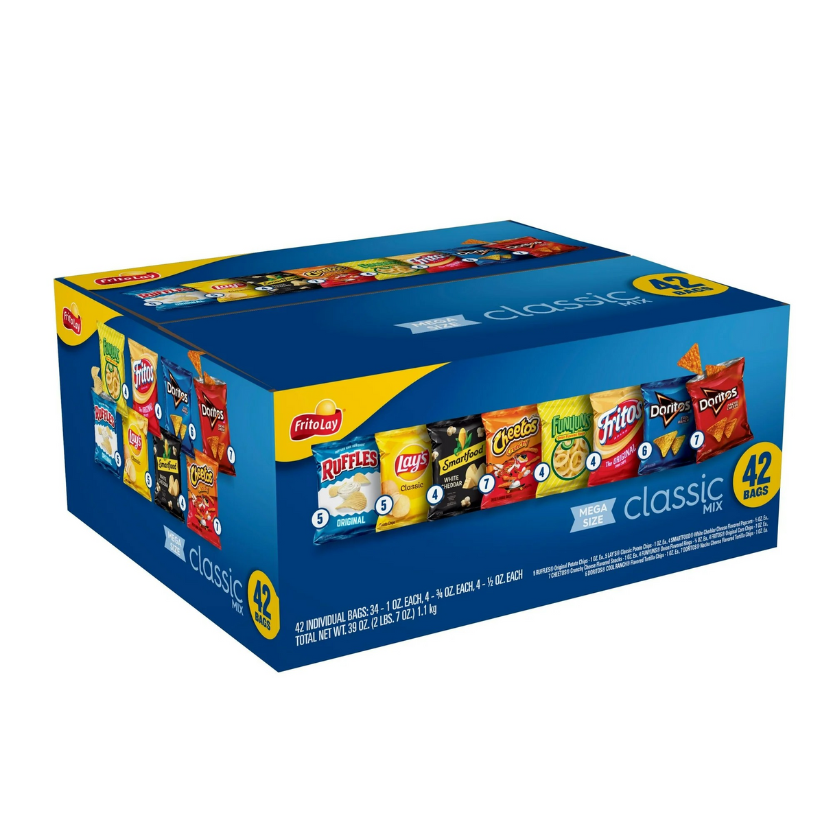 Frito Lay Classic Mix Chips Variety Pack, Mega Size, 1 oz, 42 Count
