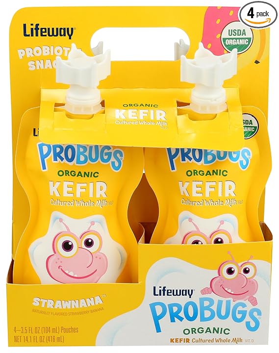 Lifeway Probugs Organic Kefir, 3.5 Ounce, 4-Pack