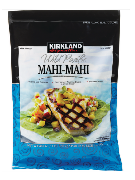 Kirkland Signature Wild Pacific Mahi-Mahi, Boneless Skinless, 3 lbs