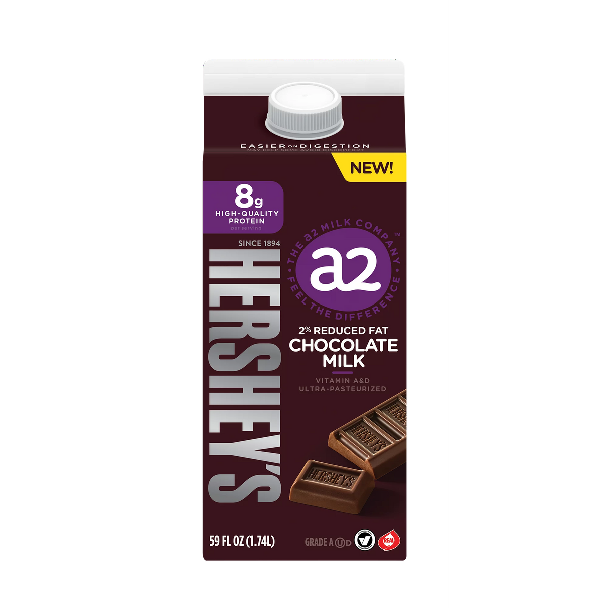 ShopGT Fresh: Hershey's A2 Milk Chocolate 2% Reduced Fat Milk, 59 fl oz Carton