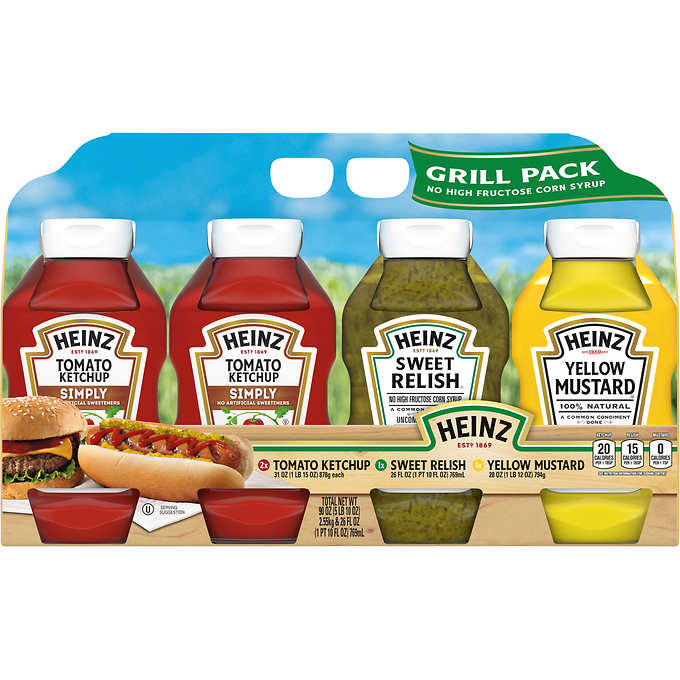 Heinz Ketchup, Relish, Mustard Grill Pack, 4-count