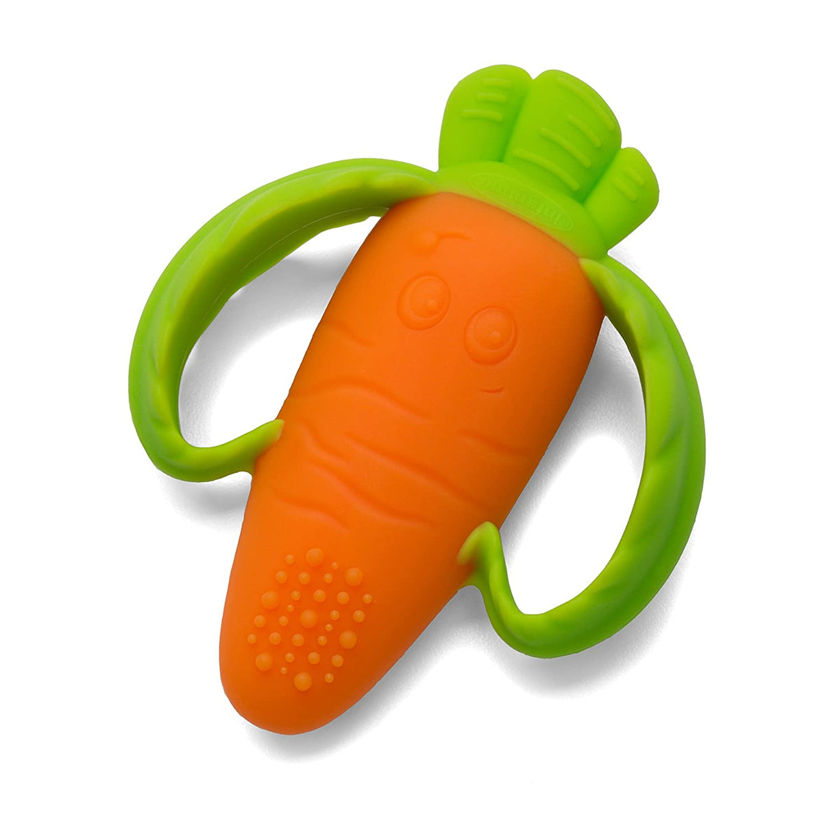 Infantino Lil' Nibbles Textured Silicone Teether -Sensory Exploration and Teething Relief with Easy to Hold Handles, Orange Carrot