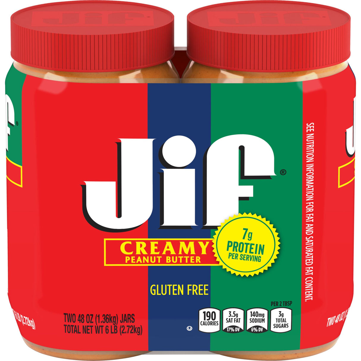 Jif Creamy Peanut Butter 48 oz, 2-count