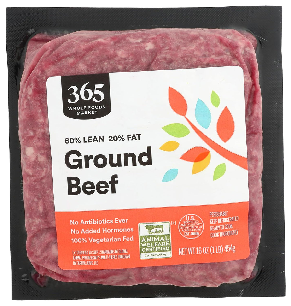 365 Beef Ground 80% Lean/20% Fat, 16 oz