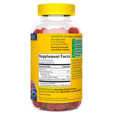 Nature Made High Absorption Magnesium Citrate 200 mg Per Serving Gummies, 64 Count