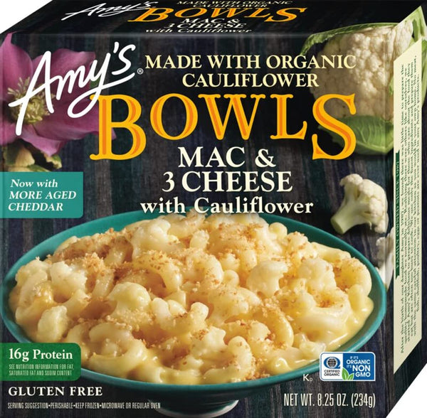Amy's Macaroni and 3 Cheese Bowl with Cauliflower, 8.25 oz