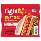 LightLife Smart Dogs, Plant Based Hot Dogs, 12 oz Plastic Wrapper, 8 Count