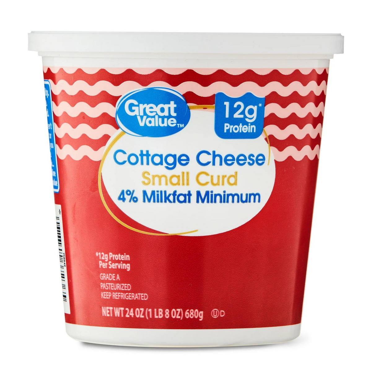 Great Value 4% Milkfat Minimum Small Curd Cottage Cheese, 24 oz