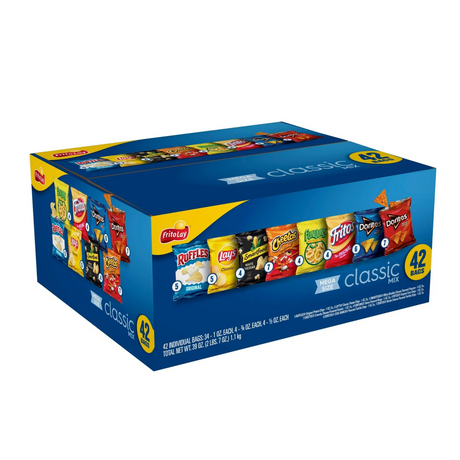 Frito Lay Classic Mix Chips Variety Pack, Mega Size, 1 oz, 42 Count